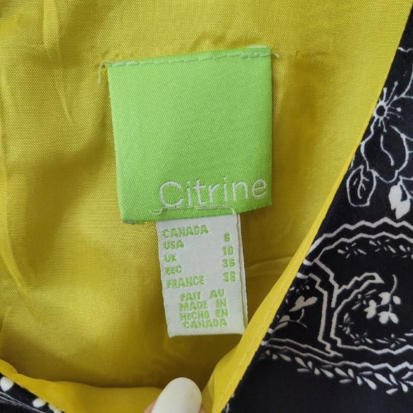 Citrine Dress Womens 8 Sleeveless Black/White Ruffle Hem Sleeveless Slit - Picture 3 of 11